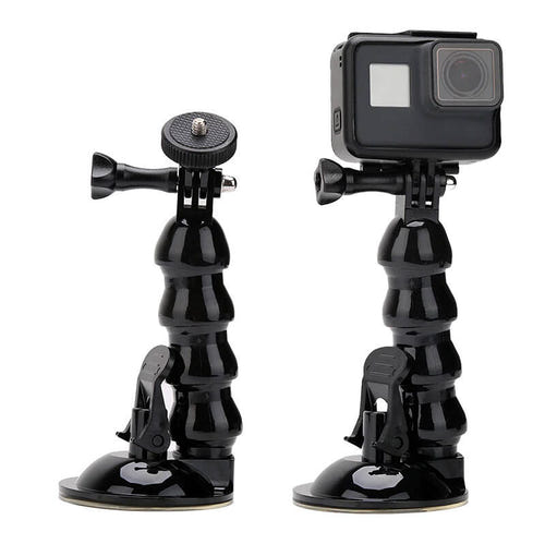Telesin GP-SUC-006 - Support voiture à ventouse pour caméra et smartphone (noir) : bras articulé et adaptateur 1/4 de pouce