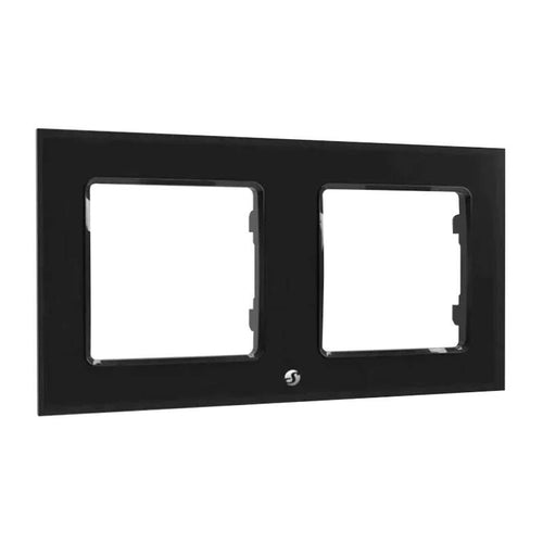 Shelly - Cadre double pour interrupteurs muraux (noir) : cadre double Shelly noir pour deux interrupteurs muraux