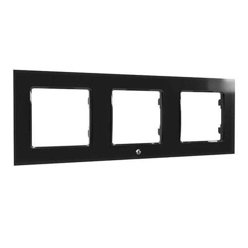Shelly - Cadre triple pour interrupteurs muraux (noir) : cadre triple Shelly noir pour trois interrupteurs muraux