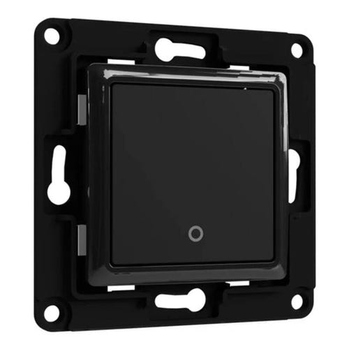 Shelly - Interrupteur mural 1 bouton (noir) : supports de fixation et visserie fournis
