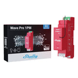 Shelly Qubino Pro 1PM - Relais Z-Wave 1 canal avec mesure d'énergie : module rouge Qubino Pro 1PM monté sur rail DIN