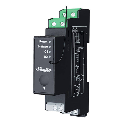 Shelly Qubino Pro 2PM - Relais Z-Wave 2 canaux et mesure d'énergie : relais Shelly Qubino Pro 2PM pour rail DIN