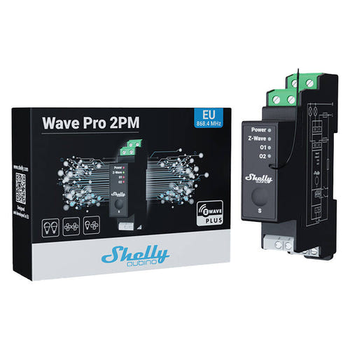 Shelly Qubino Pro 2PM - Relais Z-Wave 2 canaux et mesure d'énergie : module Qubino Pro 2PM monté sur rail DIN