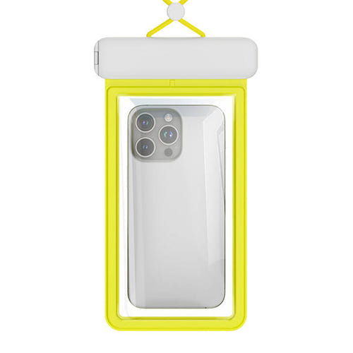 Baseus DeepDive - Pochette étanche IPX8 pour smartphone (blanche) : smartphone utilisé à travers la pochette étanche