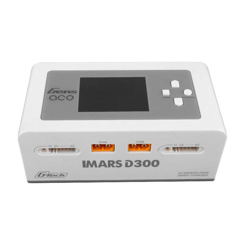Gens ace IMARS D300 - Chargeur RC double voie 300 W AC (blanc) : chargeur Gens ace IMARS D300 blanc vu de face