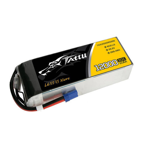 Tattu 12000 mAh 22,2 V 30C - Batterie LiPo UAV 6S1P (EC5) : batterie LiPo Tattu 12000 mAh 6S vue d'ensemble