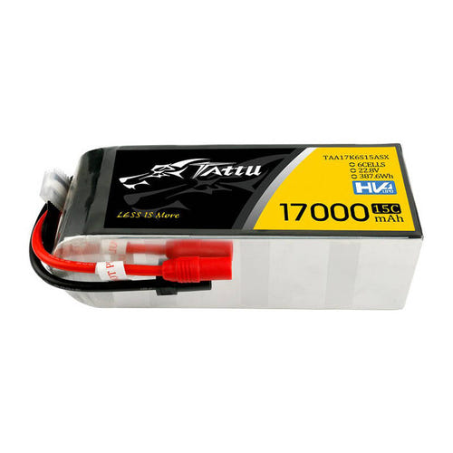 Tattu 17000 mAh 22,8 V 15C - Batterie LiPo 6S1P (AS150 et XT150) : batterie LiPo Tattu 17000 mAh 6S vue d'ensemble