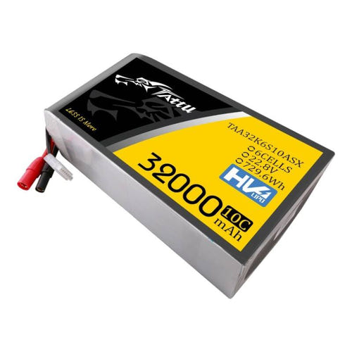 Tattu 32000 mAh 22,8 V 10C 6S1P - Batterie LiPo AS150+XT150 : étiquette technique du pack Tattu 32000 mAh