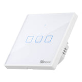 Sonoff T2 EU TX - Interrupteur tactile Wi-Fi et RF 433 MHz 3 canaux : façade en verre trempé rétroéclairée