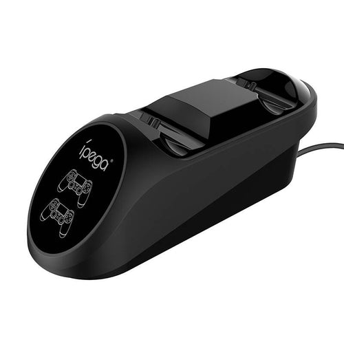 iPega PG-9180 - Station de charge double pour manettes PS4 (noire) : station de charge iPega PG-9180 avec deux manettes