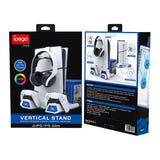 iPega PG-P5S023 - Support multifonction pour PS5 et PS5 Slim (blanc) : crochet de casque et rangement des jeux du support