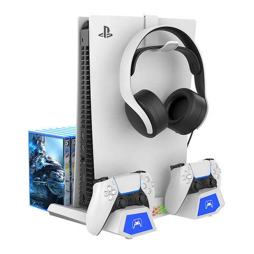 iPega PG-P5S023 - Support multifonction pour PS5 et PS5 Slim (blanc) : support iPega PG-P5S023 blanc avec une PS5