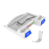 iPega PG-P5S023 - Support multifonction pour PS5 et PS5 Slim (blanc) : emplacements de charge des manettes DualSense