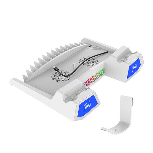 iPega PG-P5S023 - Support multifonction pour PS5 et PS5 Slim (blanc) : emplacements de charge des manettes DualSense