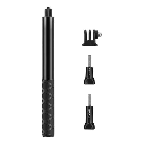 Puluz PU815 - Perche selfie métal 28-111 cm pour caméras d'action : perche déployée en cinq segments