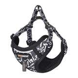 Dogness - Ensemble laisse 1,5 m et harnais pour chien (noir et blanc) : harnais Dogness doublé de mesh respirant