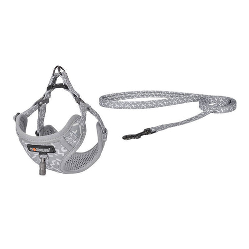 Dogness - Ensemble laisse 1,5 m et harnais pour chien (gris clair) : ensemble laisse et harnais Dogness gris clair