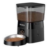 Rojeco - Distributeur de croquettes 2 L connecté Wi-Fi (noir) : réservoir transparent et gamelle en inox