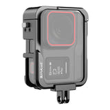 Puluz PU991B - Cage de protection métal pour Insta360 Ace Pro (noire) : griffe froide et ouvertures de la cage en aluminium