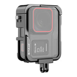 Puluz PU991B - Cage de protection métal pour Insta360 Ace Pro (noire) : griffe froide et ouvertures de la cage en aluminium