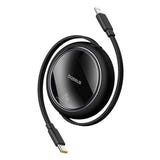 Baseus Free2Pull - Câble rétractable USB-C vers Lightning 20 W (noir) : câble rétractable Baseus Free2Pull noir enroulé