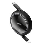 Baseus Free2Pull - Câble rétractable USB-C vers Lightning 20 W (noir) : cordon déployé à sa longueur maximale