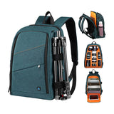 Puluz PU5011L - Sac à dos photo pour reflex et 3 objectifs (bleu) : compartiments intérieurs du sac avec matériel photo