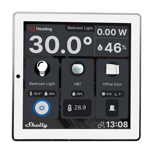 Shelly Wall Display - Panneau domotique 4 pouces et capteur BLU H&T (blanc) : écran d'accueil personnalisable du panneau