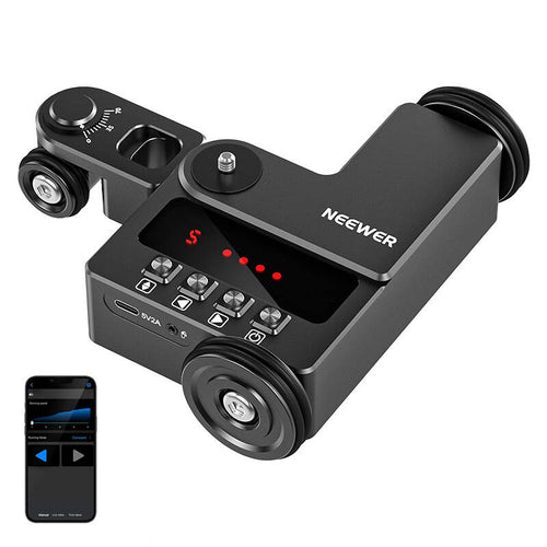 Neewer DL200 - Chariot motorisé pour caméra piloté par application : chariot motorisé Neewer avec rotule et support de téléphone