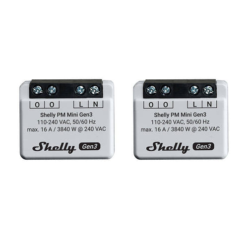 Shelly PM Mini Gen3 - Lot de 2 compteurs d'énergie Wi-Fi et Bluetooth : deux compteurs d'énergie Shelly PM Mini Gen3