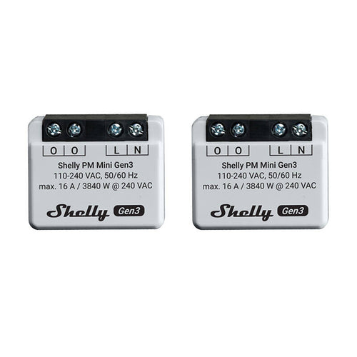 Shelly PM Mini Gen3 - Lot de 2 compteurs d'énergie Wi-Fi et Bluetooth : deux compteurs d'énergie Shelly PM Mini Gen3