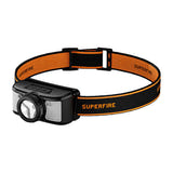 Superfire HL91-X - Lampe frontale 200 lm avec capteur de mouvement (noir) : capteur de mouvement pour allumage par geste