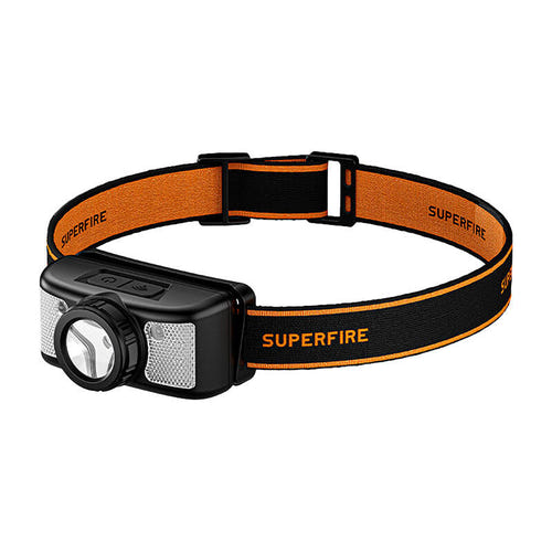Superfire HL91-X - Lampe frontale 200 lm avec capteur de mouvement (noir) : capteur de mouvement pour allumage par geste