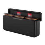 Telesin S0-BCG-02-TIS - Chargeur 3 batteries pour DJI Action 3, 4 et 5 Pro : couvercle avec logements pour cartes TF
