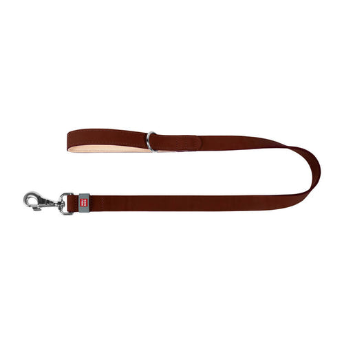 Waudog - Laisse pour chien en cuir naturel 14 mm x 122 cm (marron) : mousqueton chromé et poignée en cuir