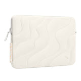 tomtoc Terra-A27 - Housse pour ordinateur portable 16 pouces (blanche) : texture matelassée et fermeture YKK