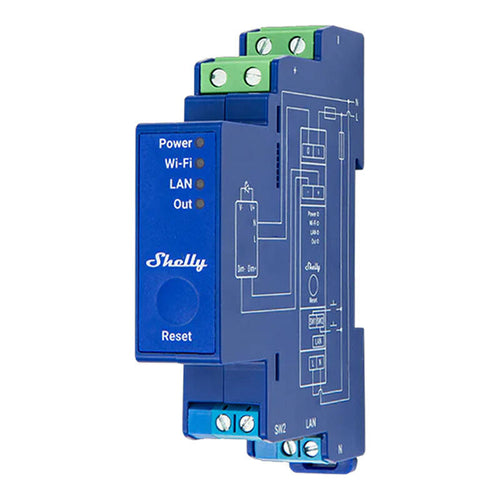 Shelly Pro Dimmer 0/1-10V PM - Variateur connecté rail DIN avec mesure d'énergie : variateur Shelly Pro Dimmer 0/1-10V PM sur rail DIN