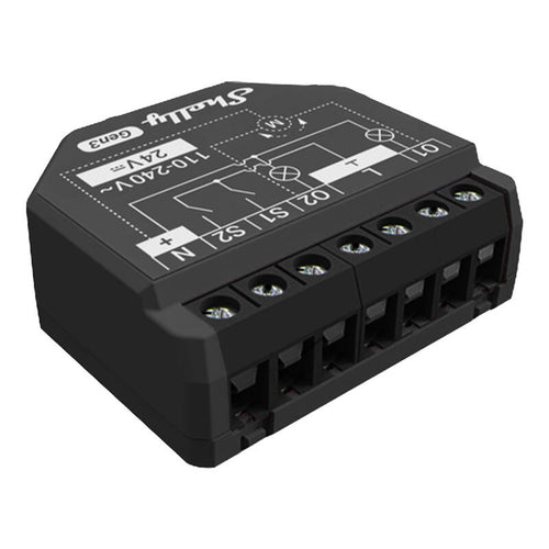 Shelly 2PM Gen3 - Module domotique 2 canaux Wi-Fi avec mesure d'énergie : module domotique Shelly 2PM Gen3 noir