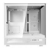 darkFlash DPX90 - Boîtier PC moyenne tour panoramique avec 3 ventilateurs ARGB (blanc) : connectique en façade du boîtier DPX90