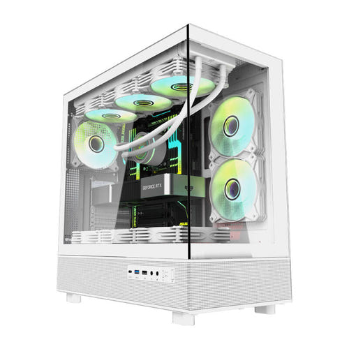 darkFlash DPX90 - Boîtier PC moyenne tour panoramique avec 3 ventilateurs ARGB (blanc) : boîtier PC darkFlash DPX90 blanc