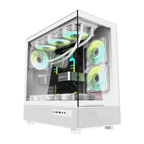 darkFlash DPX90 - Boîtier PC moyenne tour panoramique avec 3 ventilateurs ARGB (blanc) : boîtier PC darkFlash DPX90 blanc