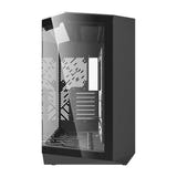 darkFlash DY470 - Boîtier PC grande tour compatible back-connect (noir) : connectique en façade du boîtier DY470