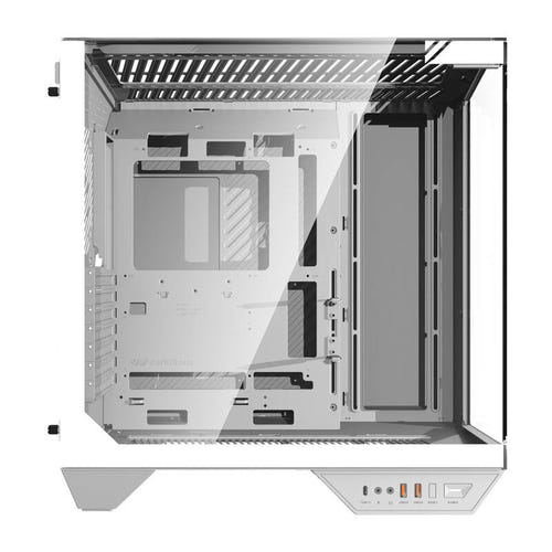 darkFlash DY470 - Boîtier PC moyenne tour compatible back-connect (blanc) : panneau latéral en verre trempé du DY470 blanc