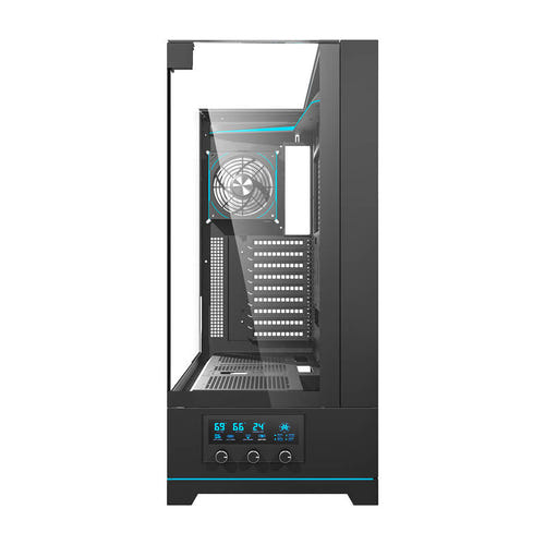 darkFlash DY450L PRO - Boîtier PC grande tour avec écran de température (noir) : éclairage ARGB du ventilateur CYAN12