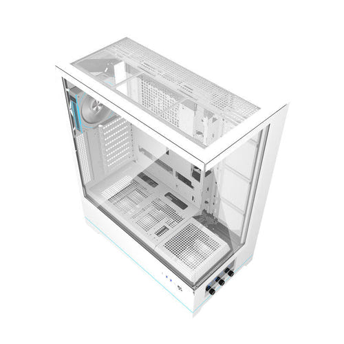 darkFlash DY451L PRO - Boîtier PC grande tour ARGB avec écran de température (blanc) : éclairage ARGB du ventilateur Cyan12