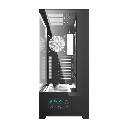 darkFlash DY451L - Boîtier PC grande tour sans ventilateur (noir) : panneau latéral en verre trempé du DY451L