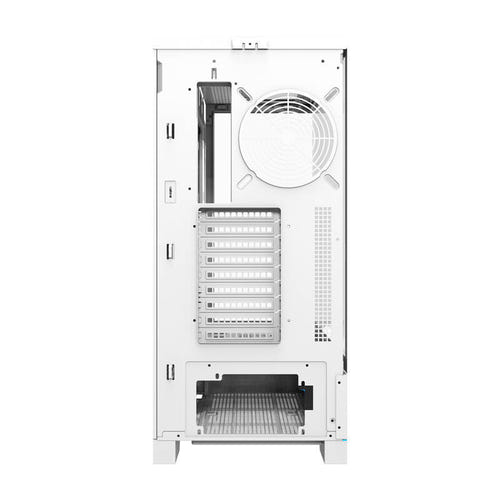 darkFlash DY451L - Boîtier PC grande tour sans ventilateur (blanc) : intérieur du châssis et emplacements de ventilateurs