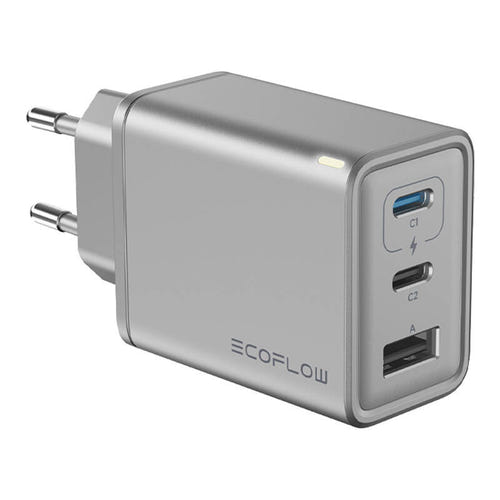 EcoFlow RAPID - Chargeur secteur GaN 65 W à trois ports : les trois ports du chargeur EcoFlow RAPID