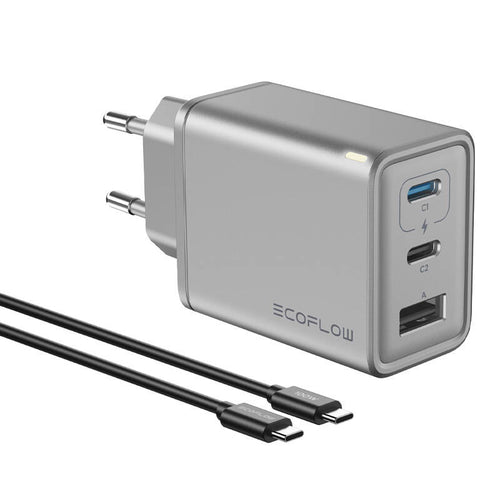 EcoFlow RAPID - Chargeur secteur GaN 65 W à trois ports : chargeur secteur EcoFlow RAPID GaN 65 W