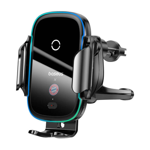 Baseus édition Bayern - Support de voiture à charge sans fil 15 W (noir) : mâchoires motorisées et charge à induction